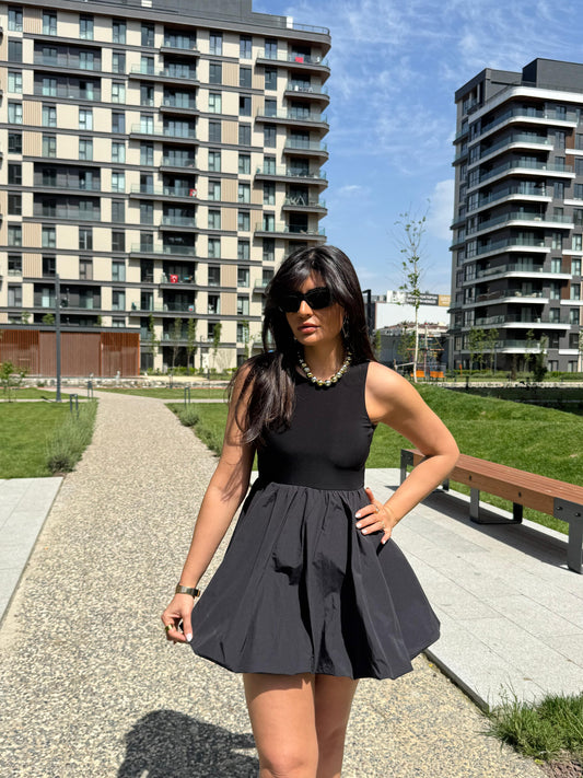 Balon Elbise Dakron Kumaş | Siyah