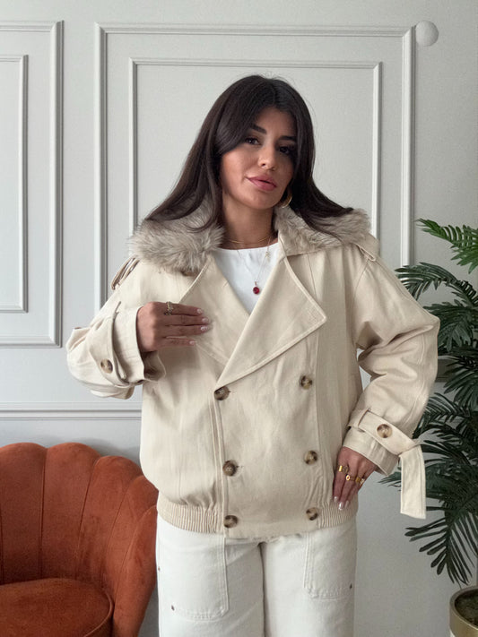 Premium Trençkot Krem