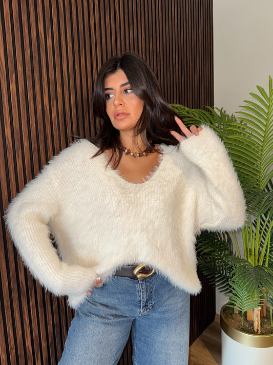 Sakallı V Yaka Yumoş Triko