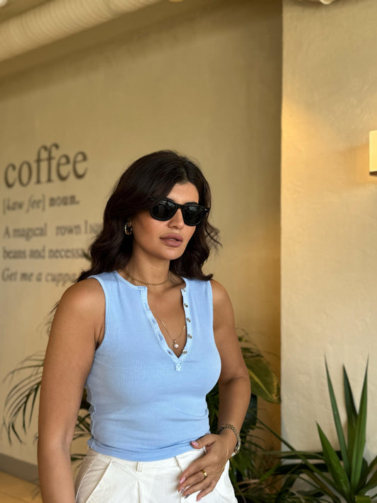 Dlvn Marka Butter Düğmeli Bluz | Turkuaz