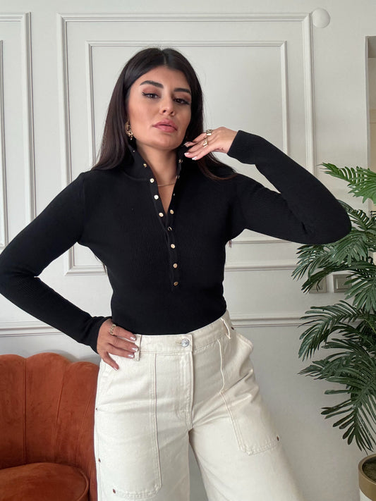 Dlvn Çıtçıtlı Triko Kazak