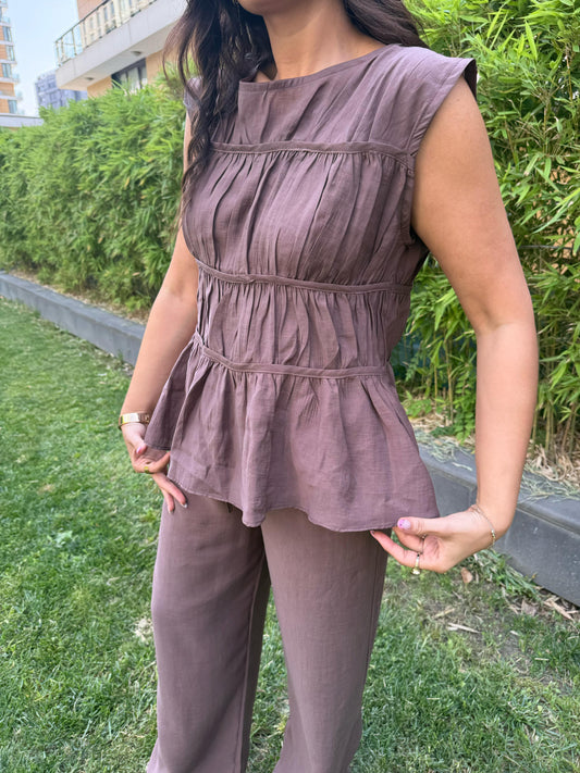 Tencel Kumaş İkili Takım | Kakaolu Kahve