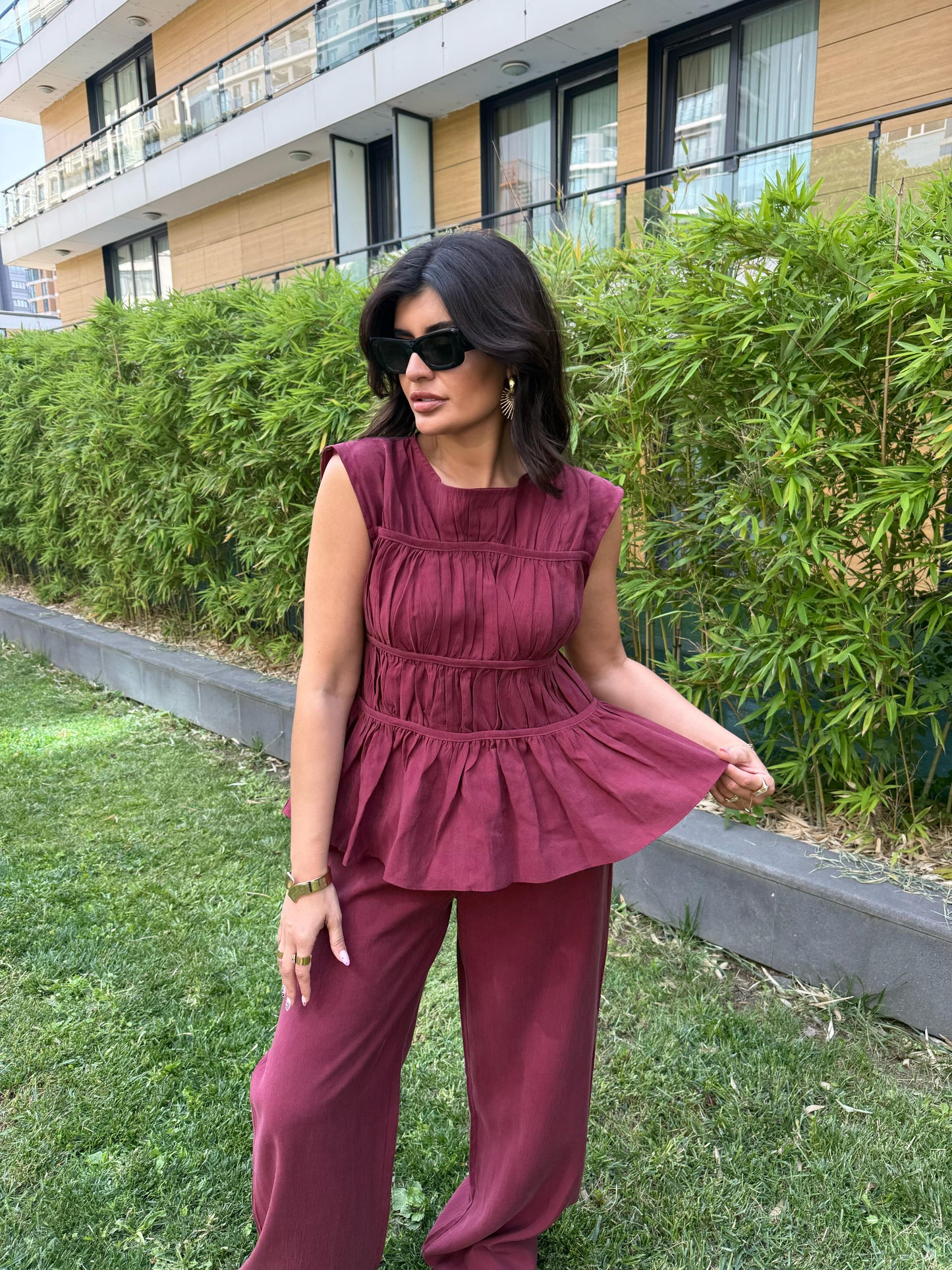 Tencel Kumaş İkili Takım | Bordo