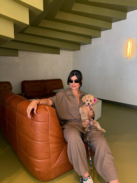 Premium Kalite Keten Şalvar Takım | Kahve