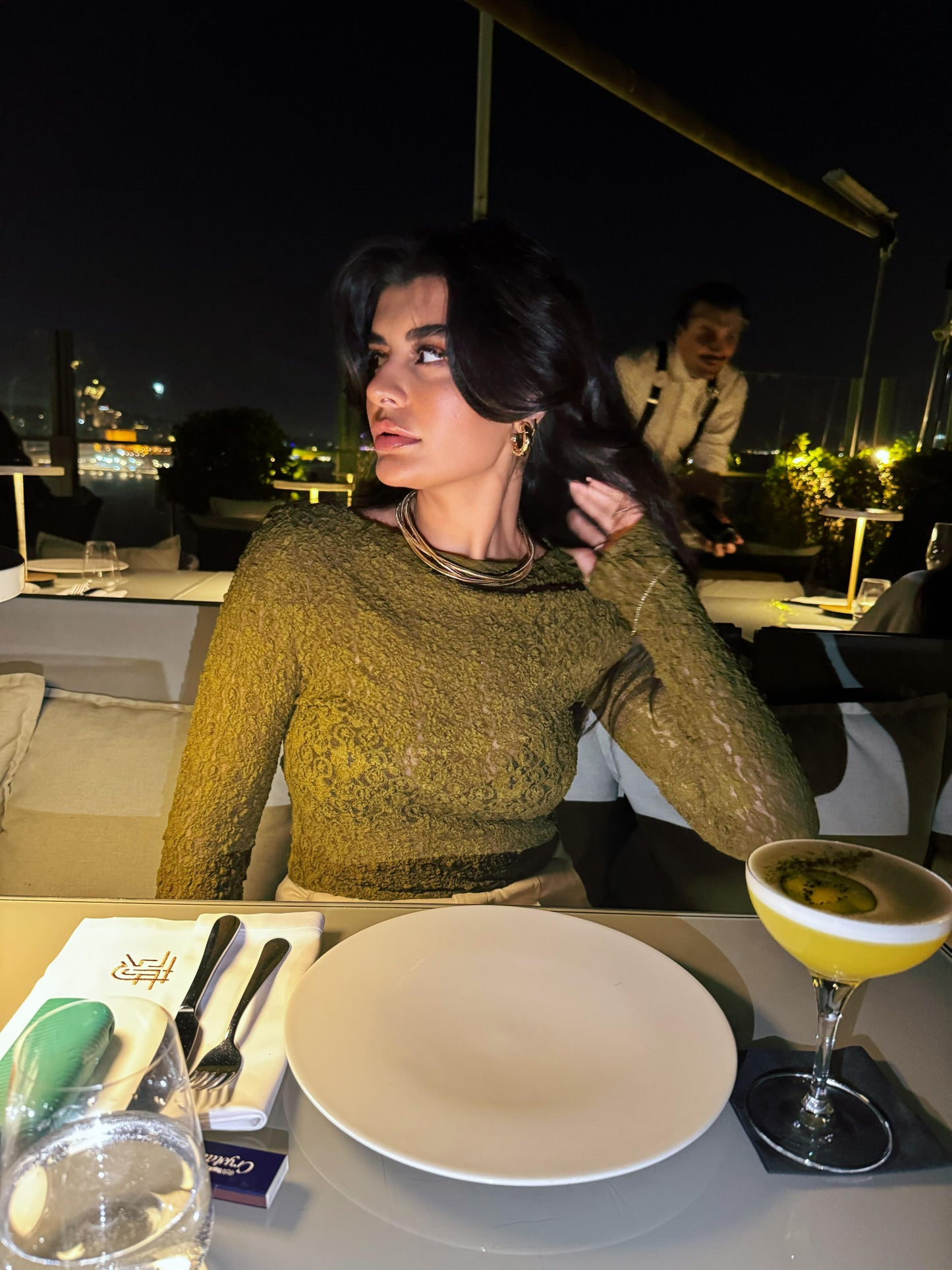 Peplum Dantel Bluz | Yeşil