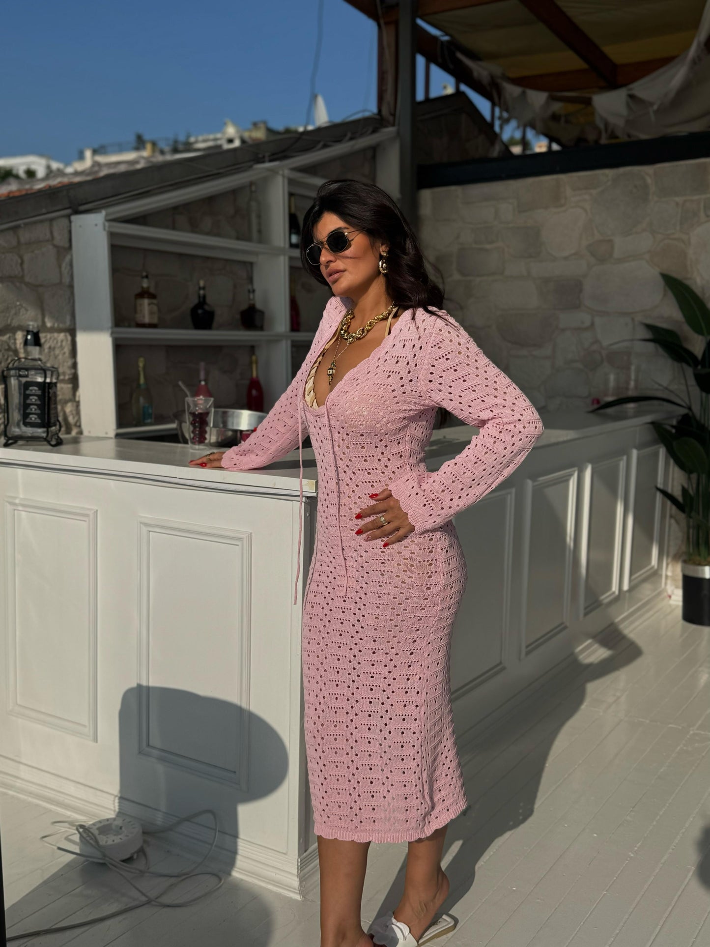 Ajurlu Elbise | Pembe