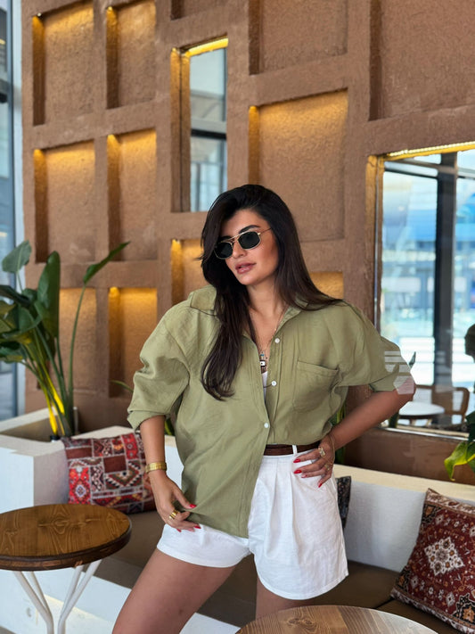 Tensel Gömlek | Haki Yeşili