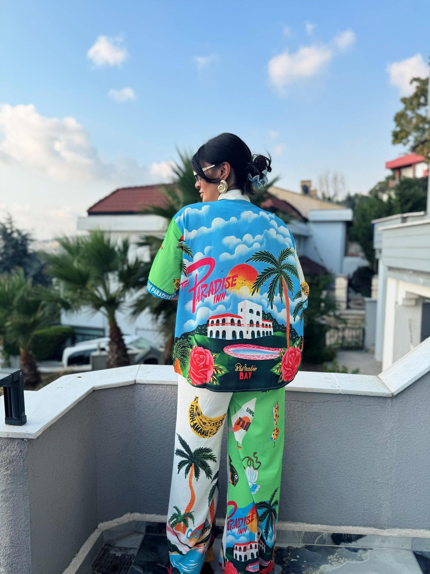Paradise Desenli Premium Takım | Beyaz