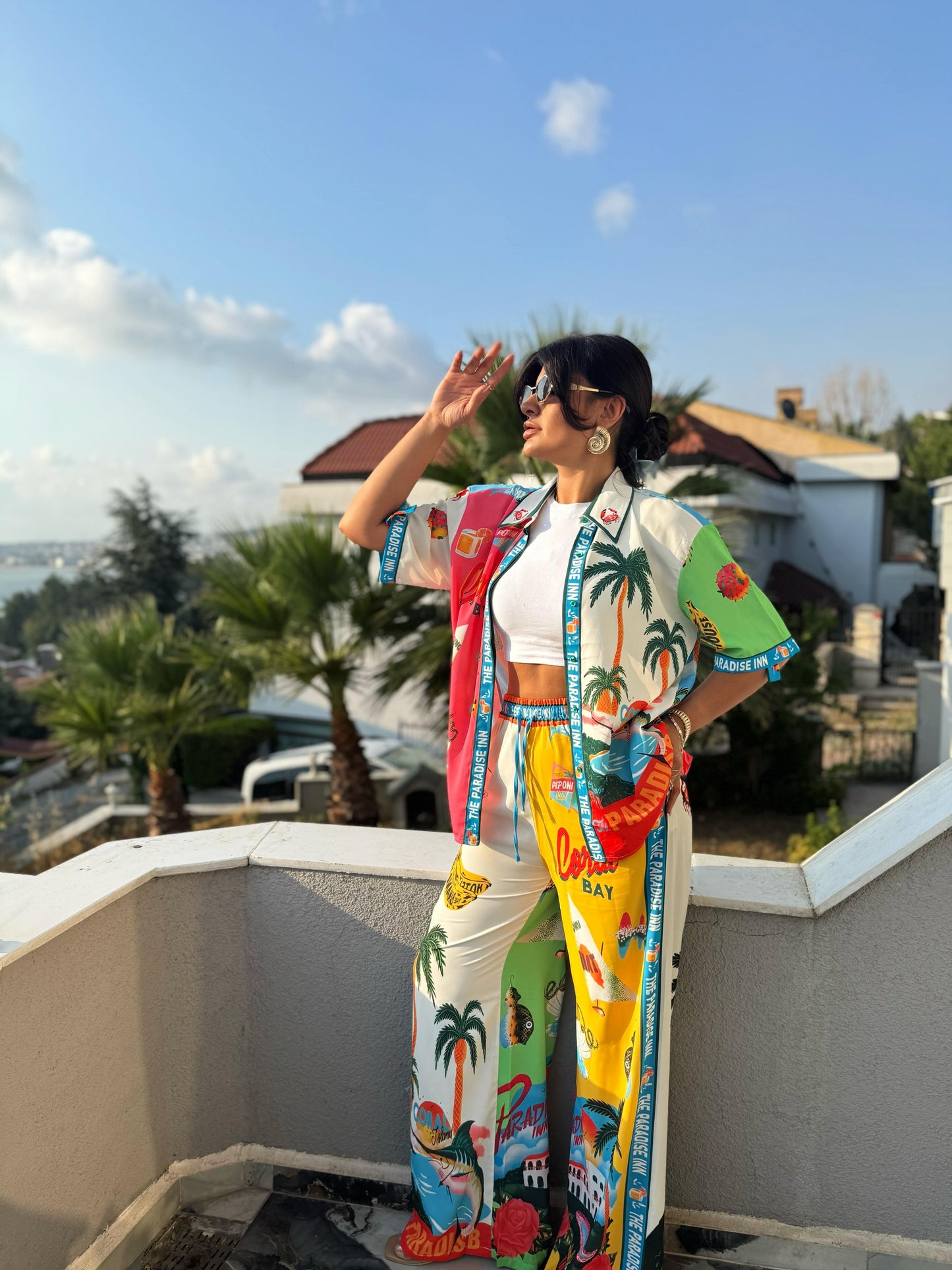 Paradise Desenli Premium Takım | Beyaz