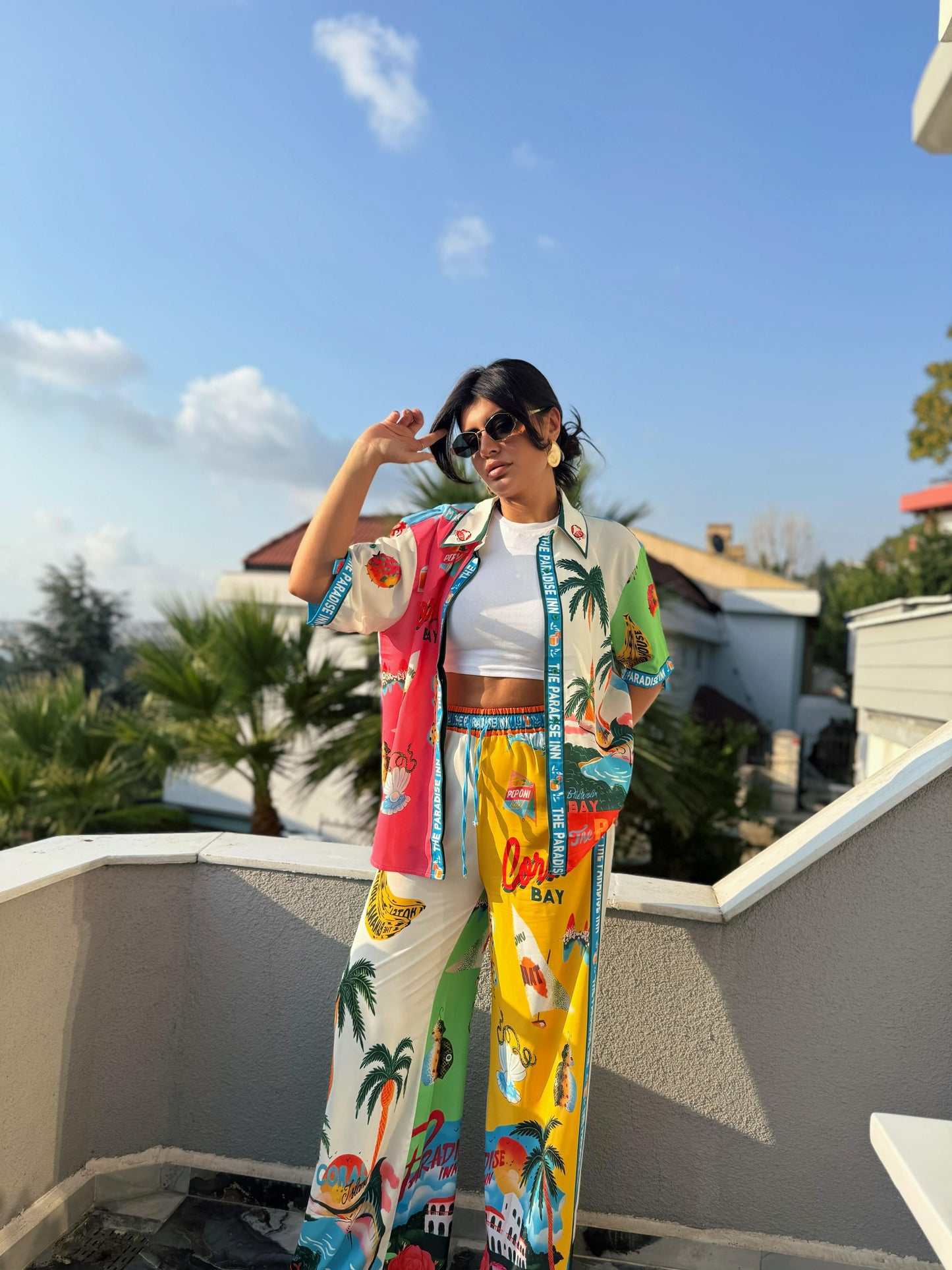 Paradise Desenli Premium Takım | Beyaz
