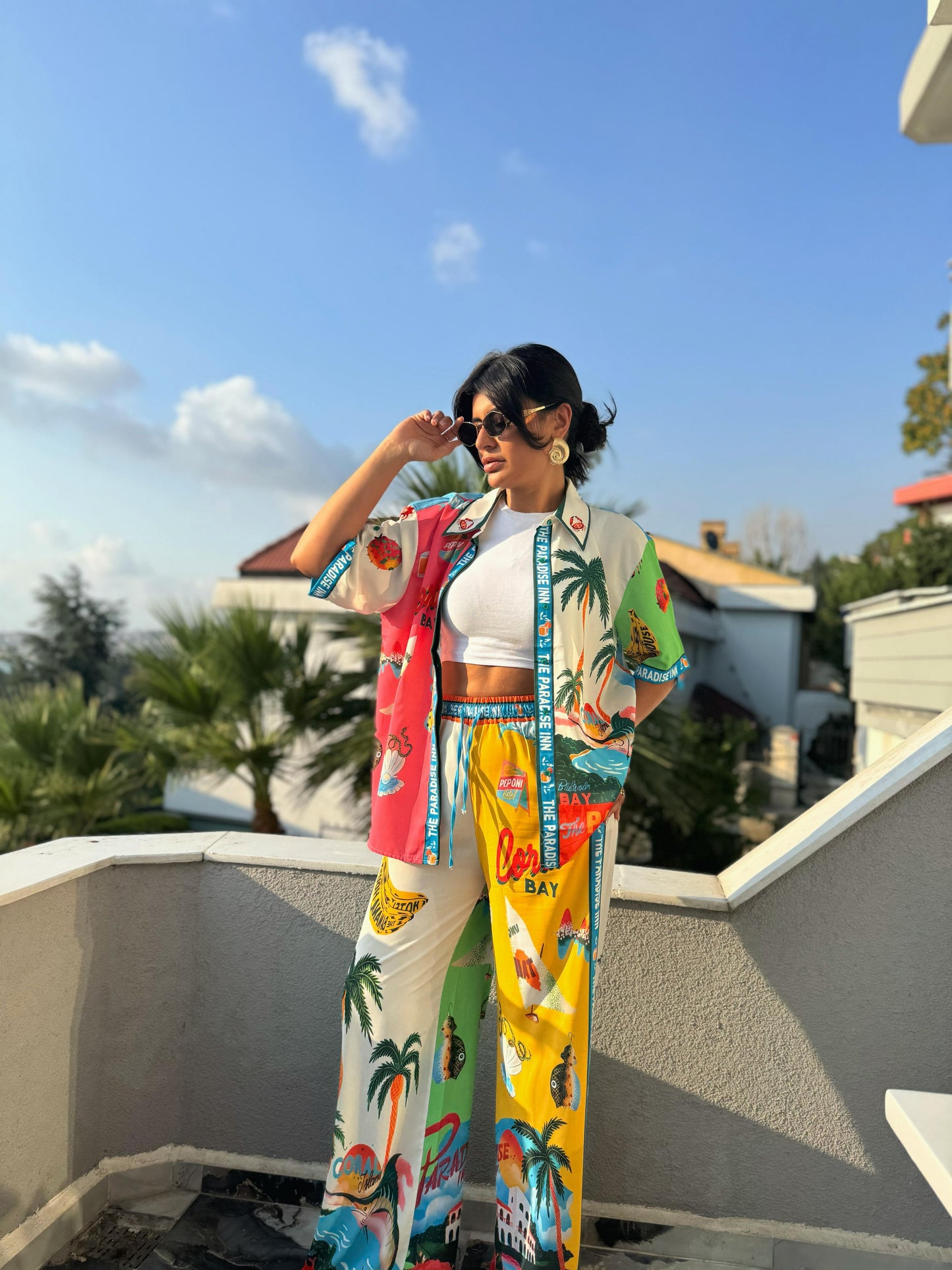 Paradise Desenli Premium Takım | Beyaz