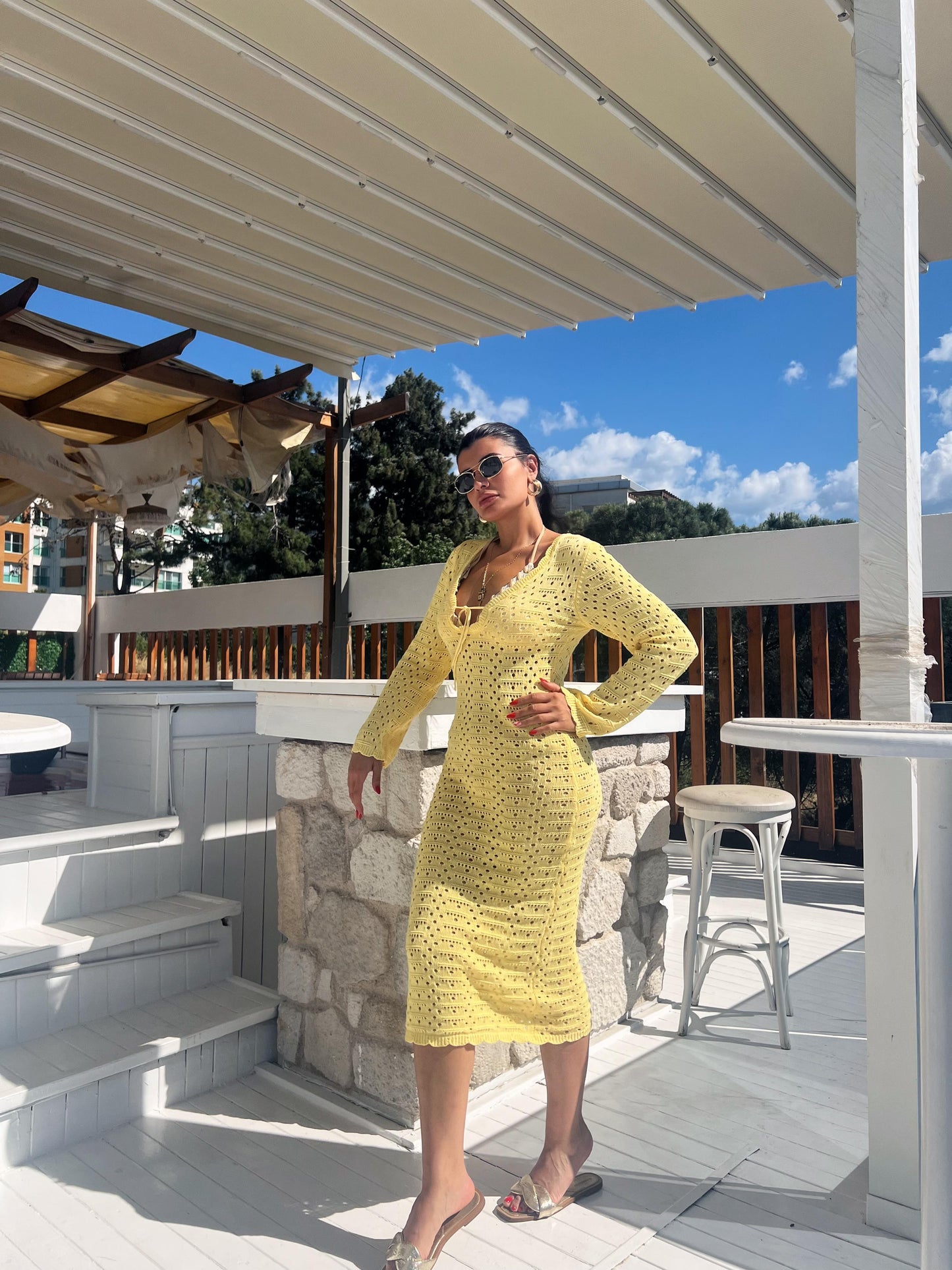 Ajurlu Elbise | Sarı