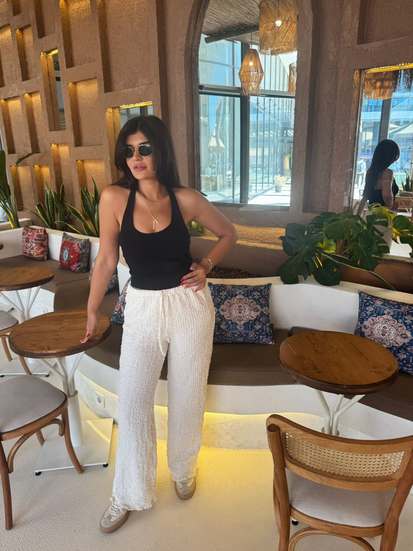 Zara Pantolon Bürümcük Kumaş | Beyaz
