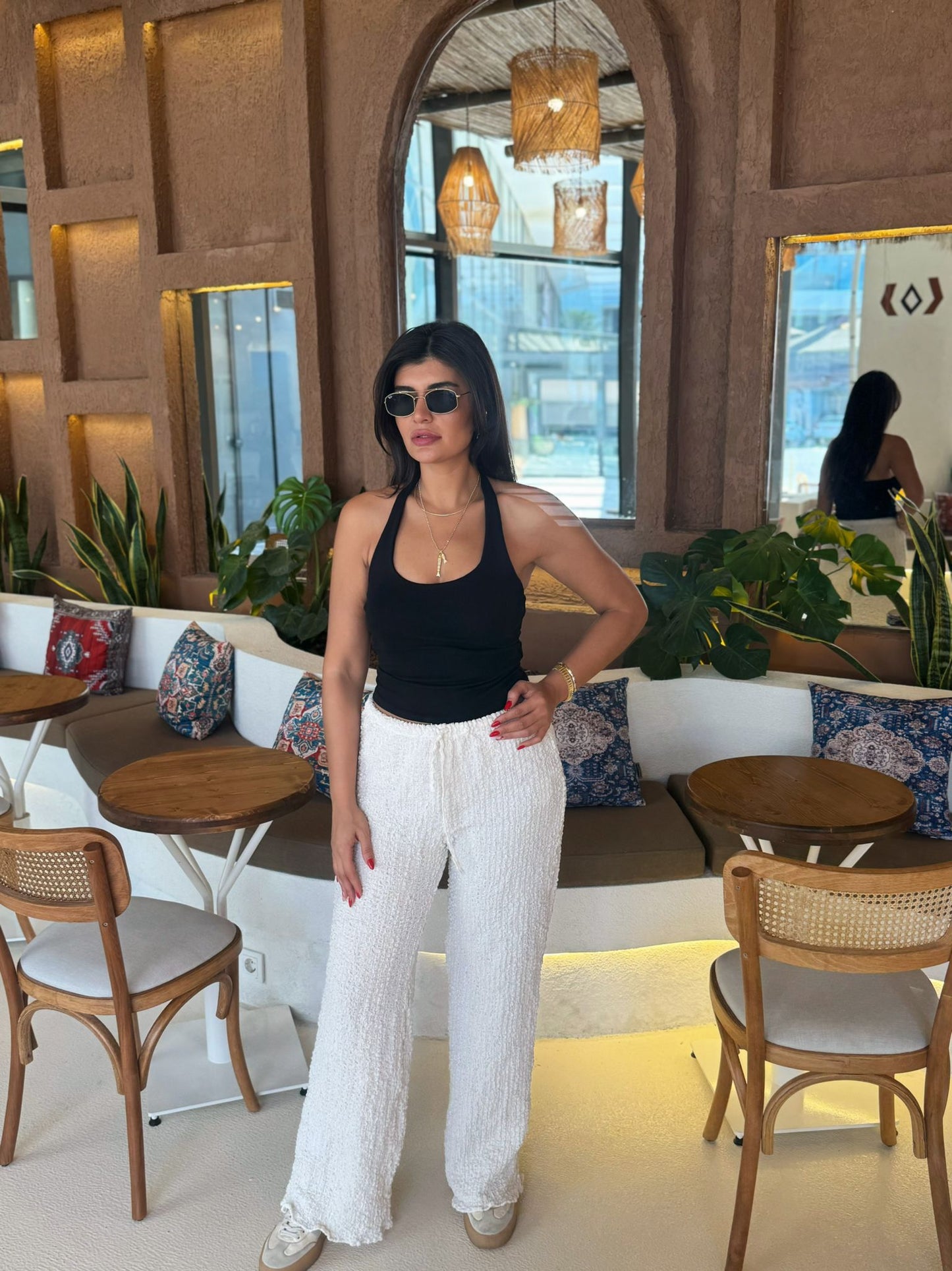 Zara Pantolon Bürümcük Kumaş | Beyaz