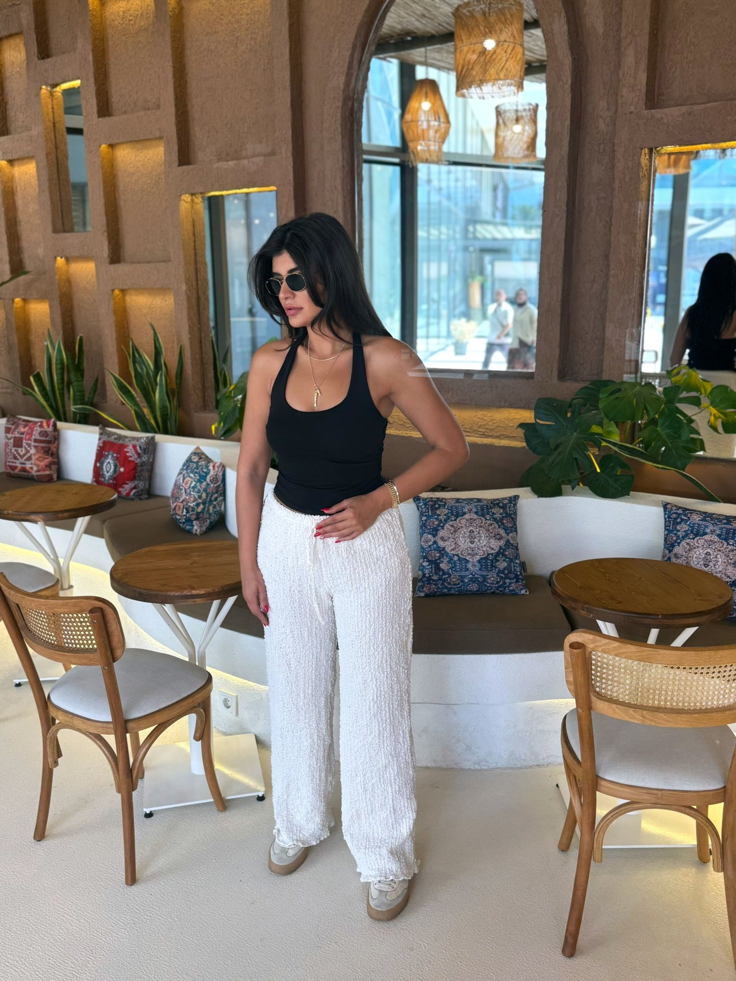 Zara Pantolon Bürümcük Kumaş | Beyaz