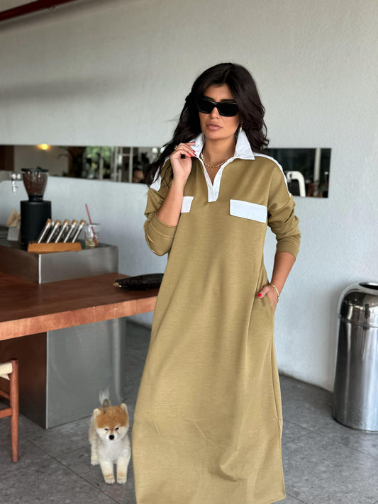 Modal Kumaş Elbise | Sarı