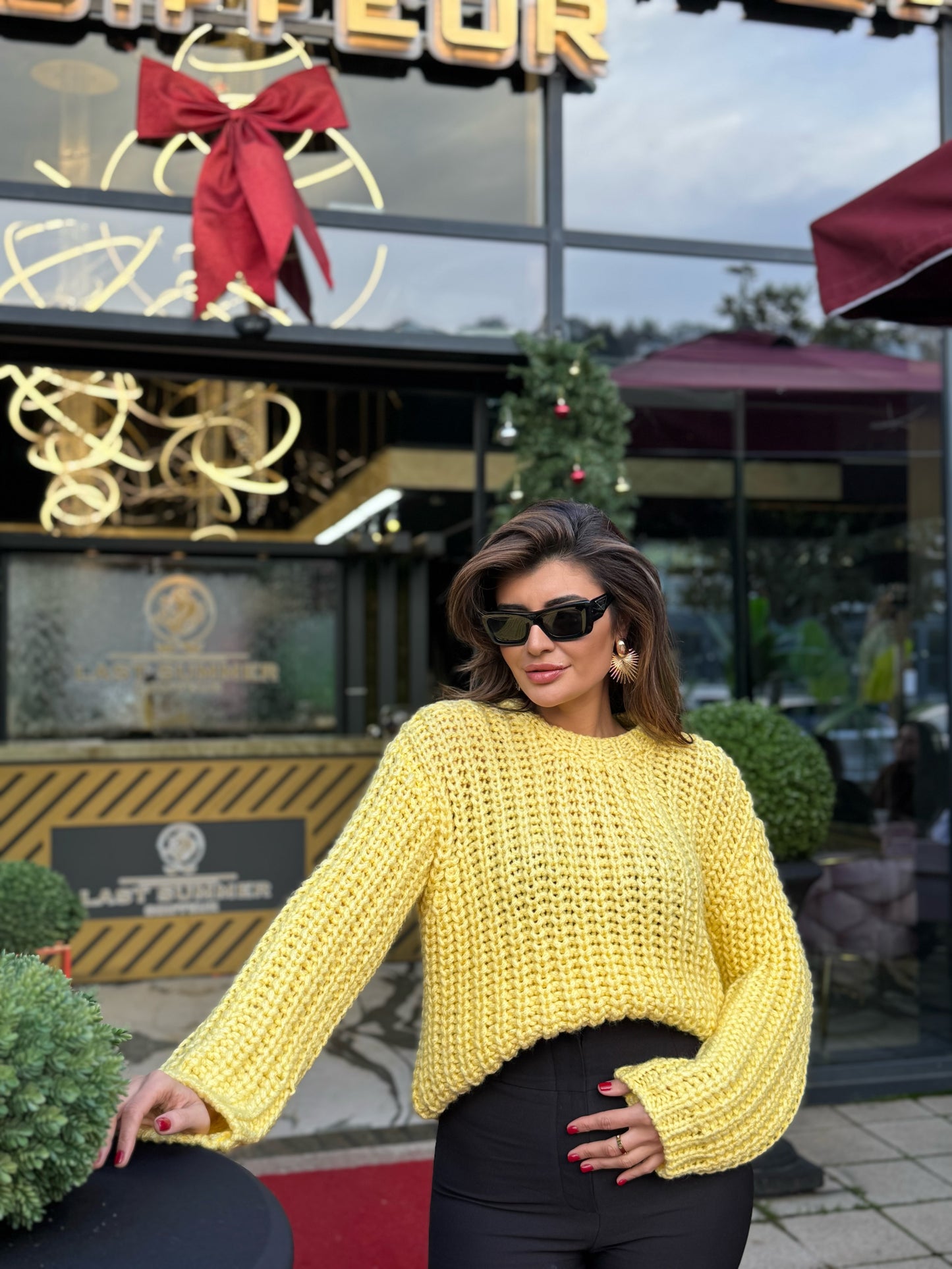 Selanik Örgü Kazak Sarı