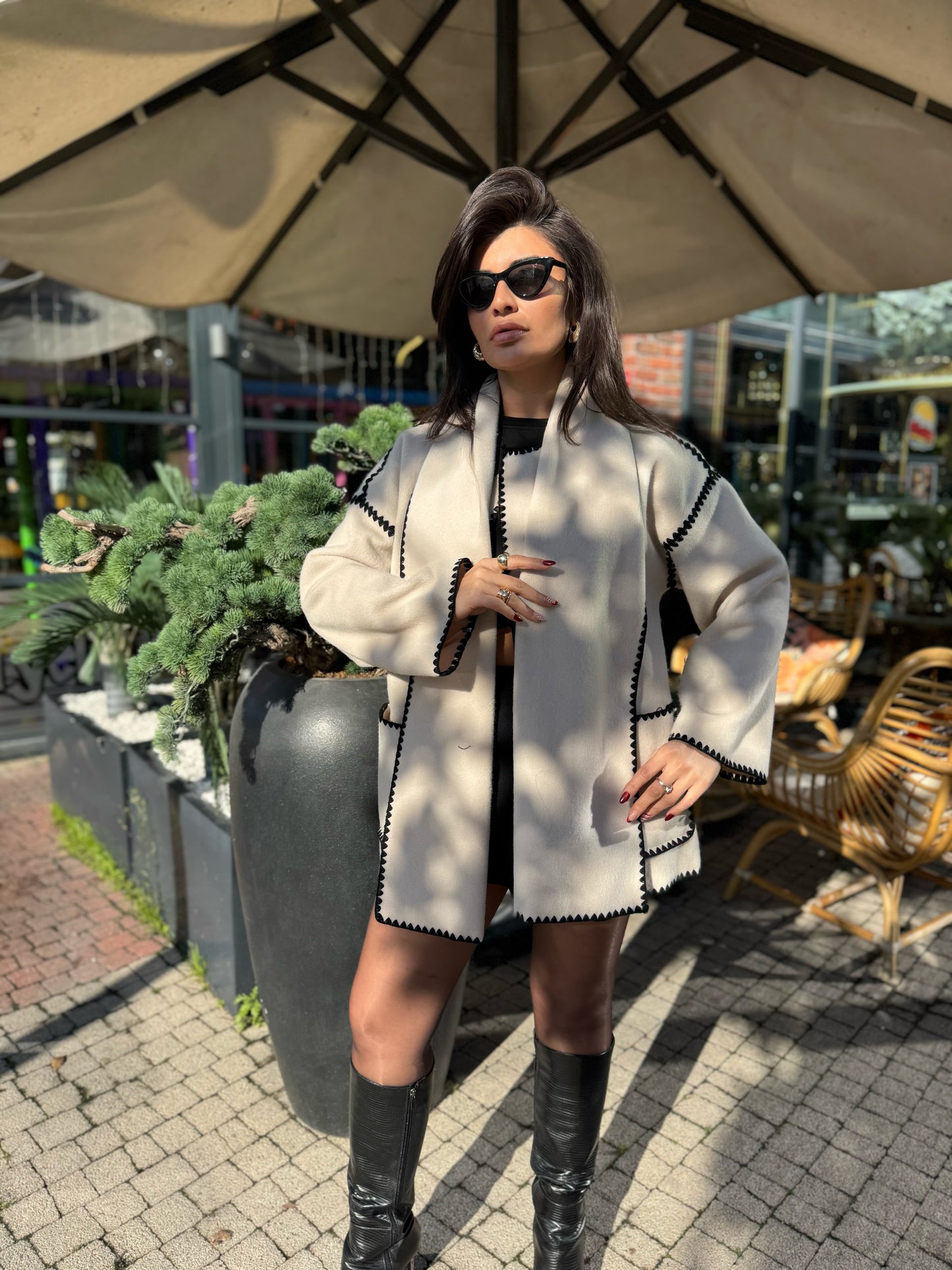 Kaşe Şal Detaylı Panço