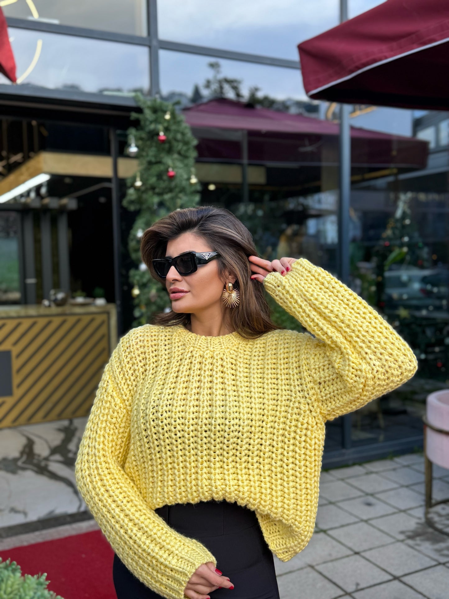 Selanik Örgü Kazak Sarı