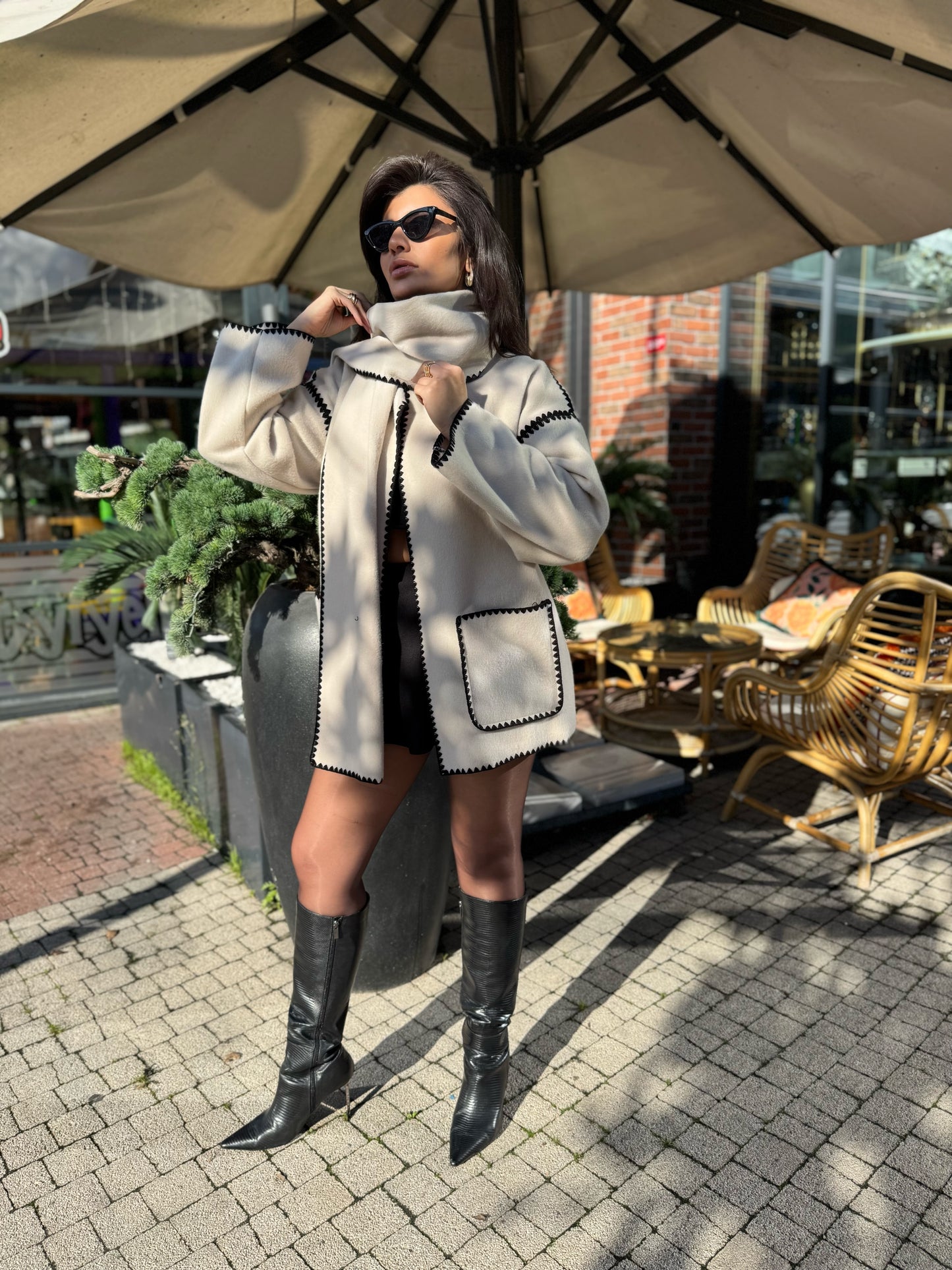 Kaşe Şal Detaylı Panço