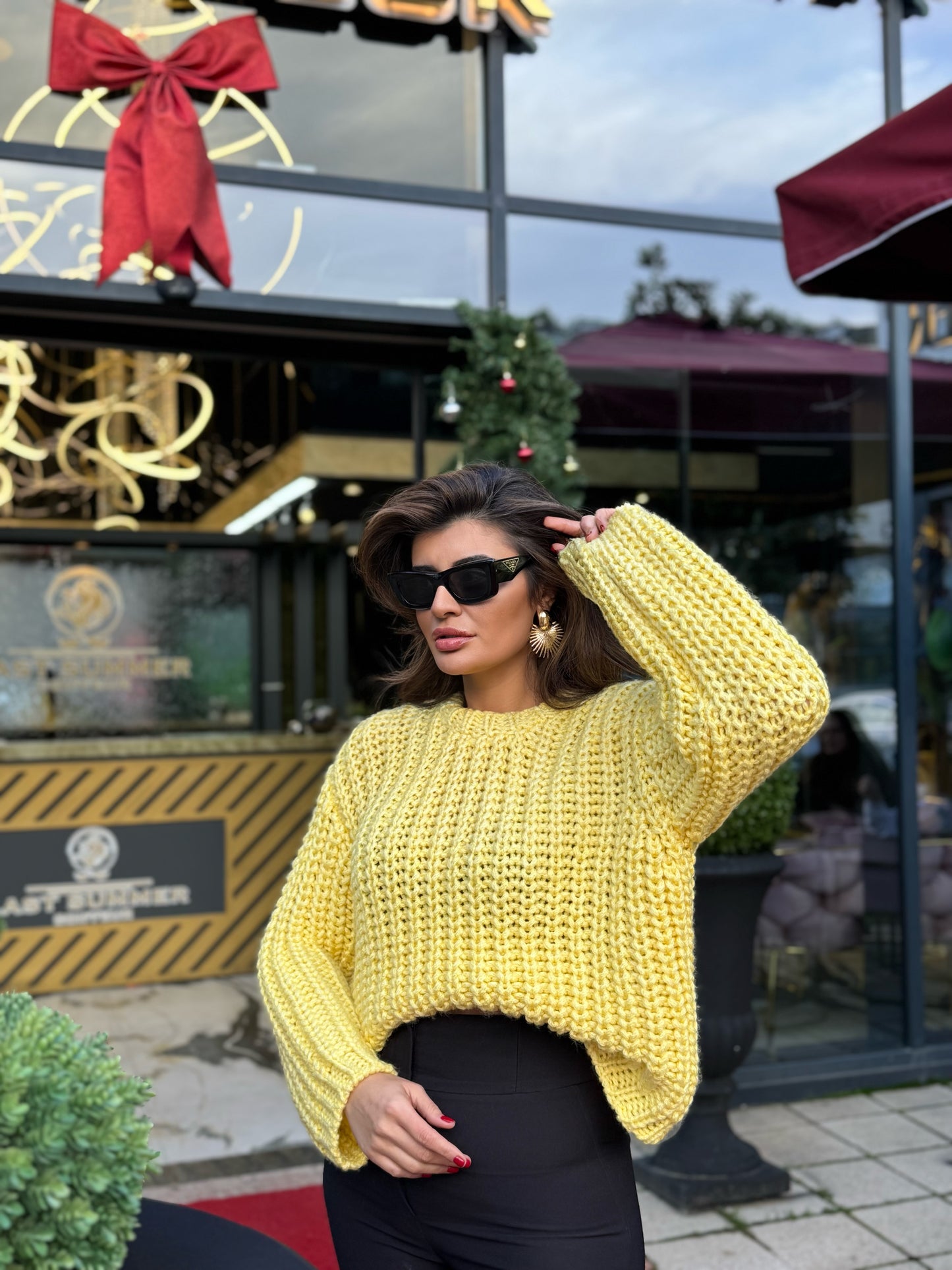 Selanik Örgü Kazak Sarı