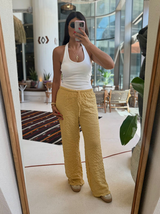 Zara Pantolon Bürümcük Kumaş | Sarı