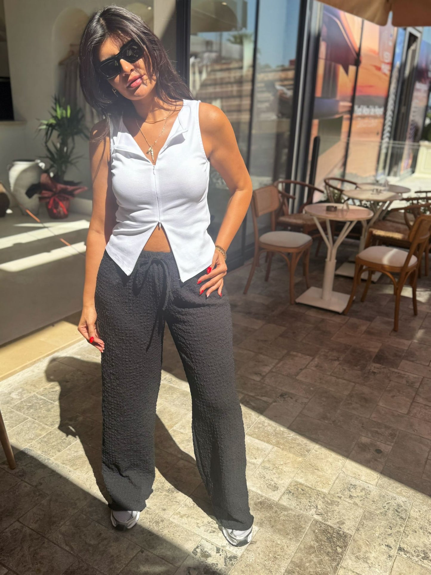 Zara Pantolon Bürümcük Kumaş | Siyah