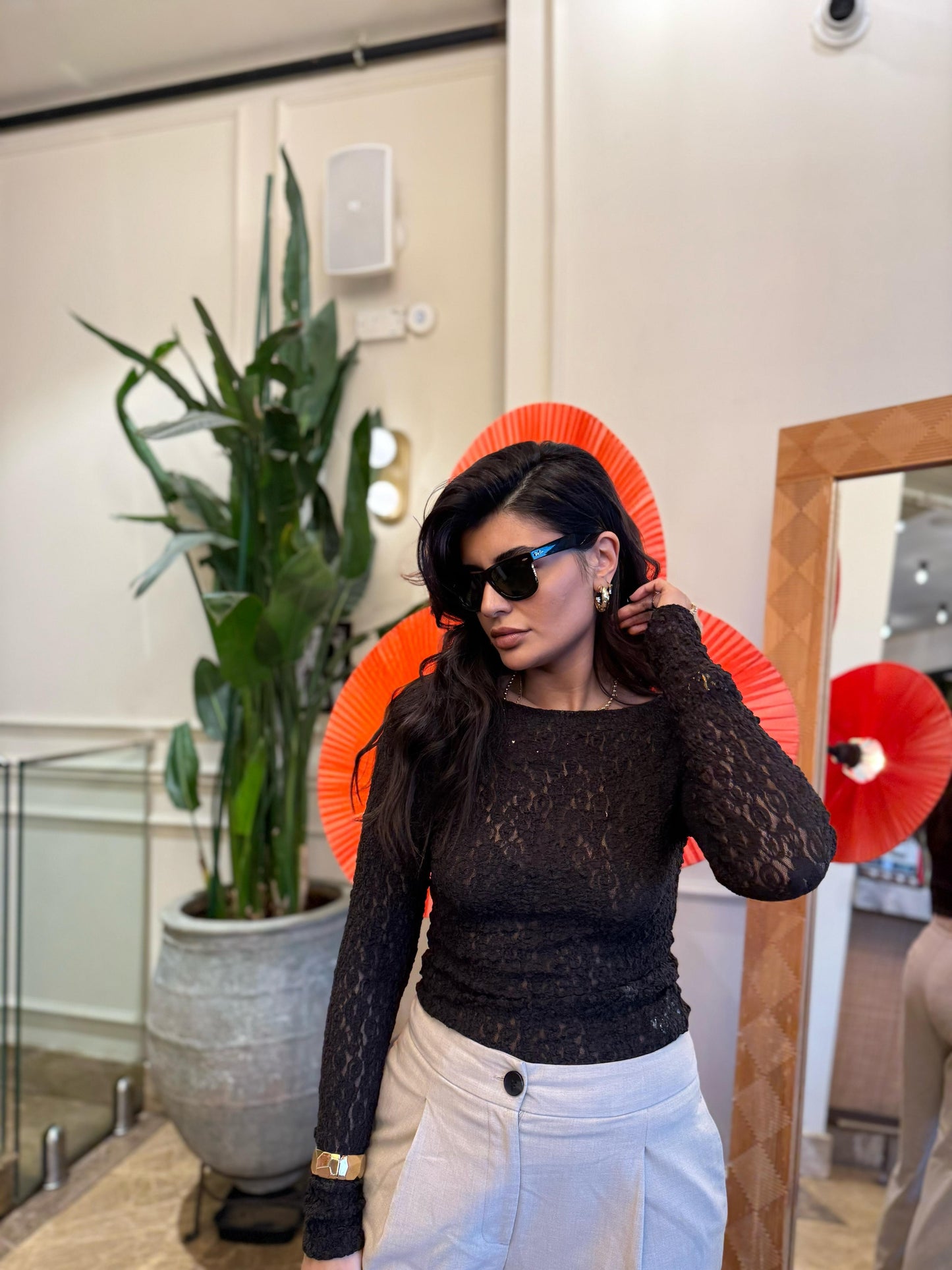 Peplum Dantel Bluz | Siyah