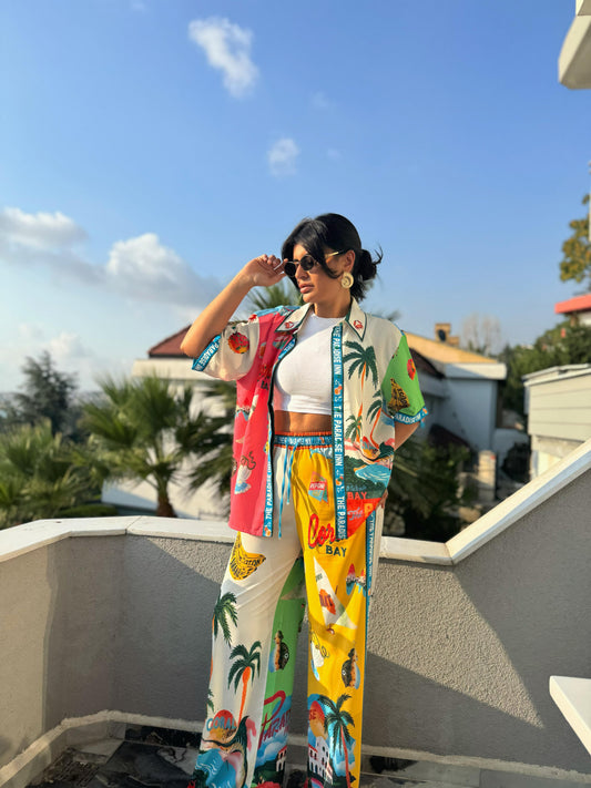 Paradise Desenli Premium Takım | Beyaz