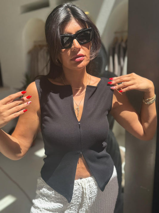 Dlvn Fermuar Detaylı Bluz | Siyah
