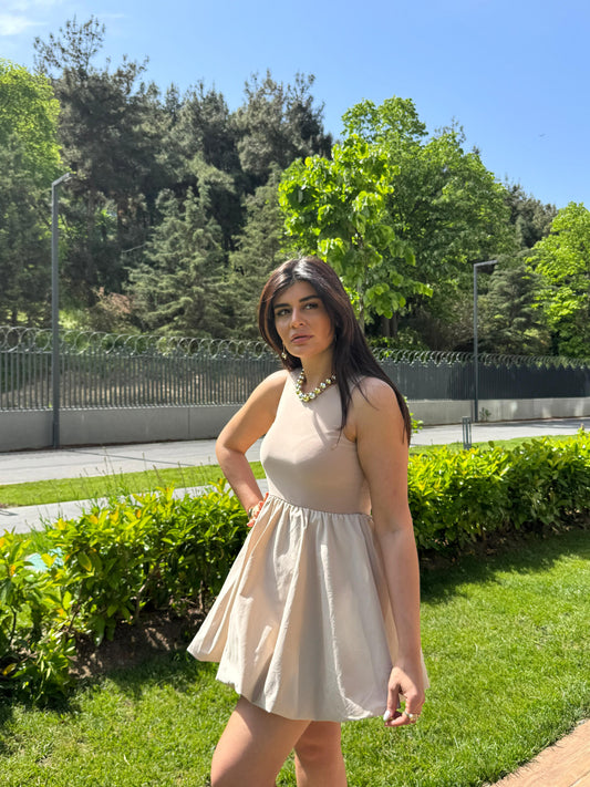 Balon Elbise Dakron Kumaş | Bej